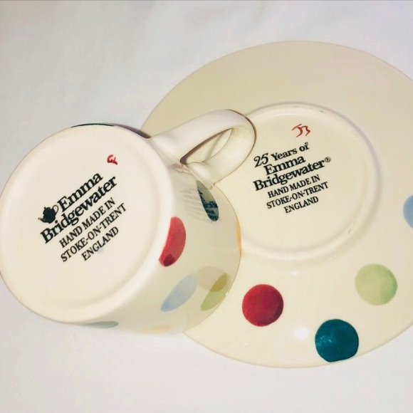 Emma Bridgewater Polka Dot Rare Espresso Cup Saucer Demitasse 25 Yr Anniversary - Picture 4 of 5